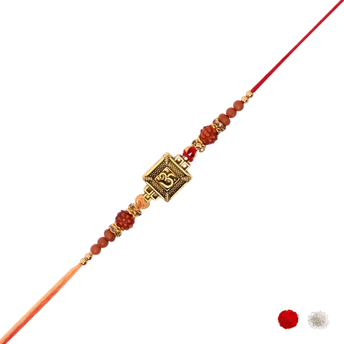 Om Yellow Rakhi with Roli Chawal & Rakshabhandan Card