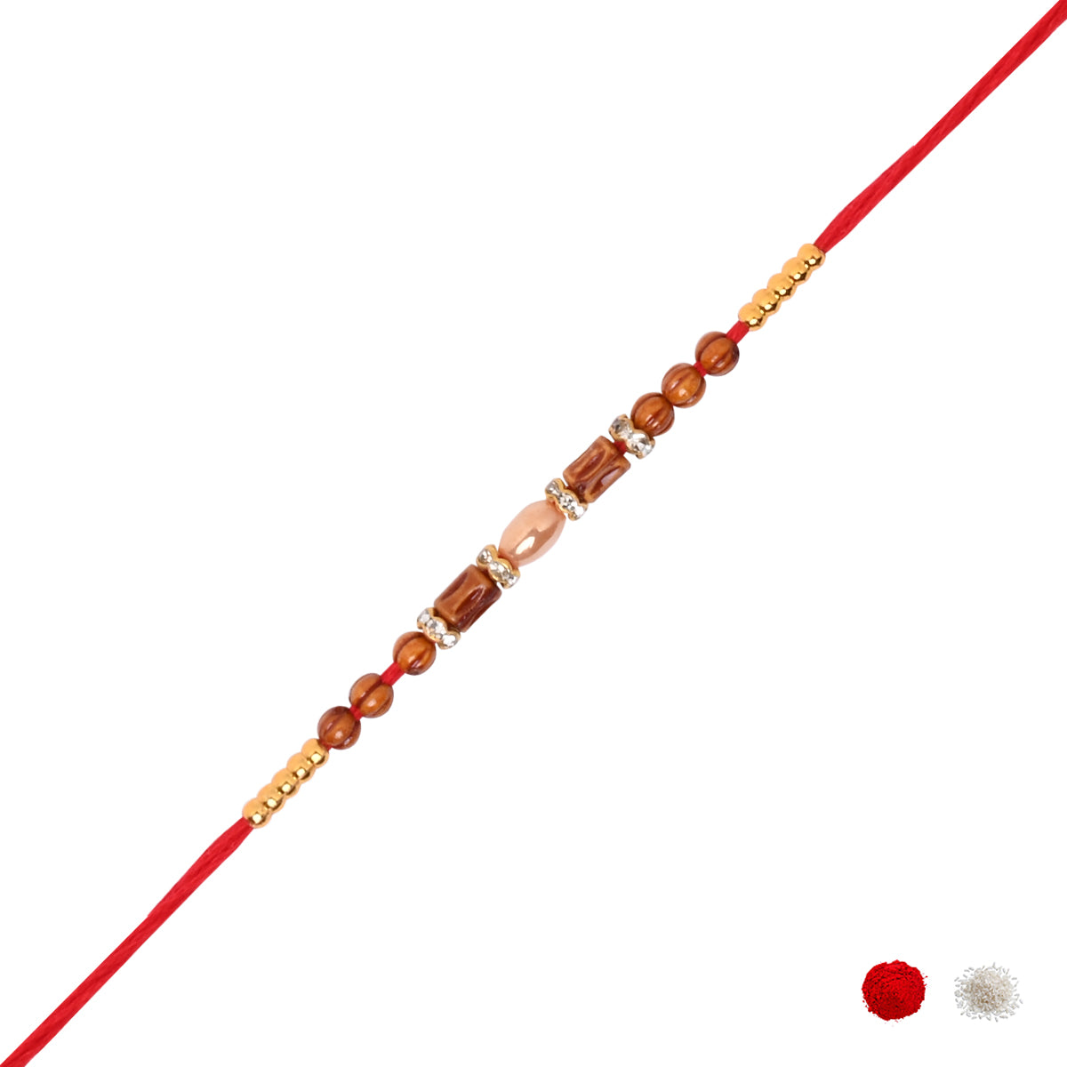 Beaded Thread Rakhi for Brother Rakhi with Roli Chawal & Raksha Bandhan Greeting Card