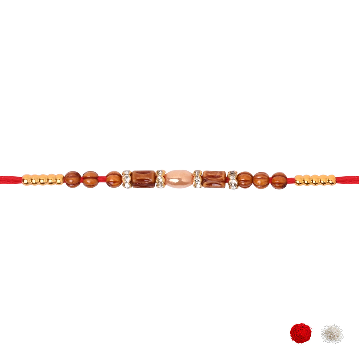 Beaded Thread Rakhi for Brother Rakhi with Roli Chawal & Raksha Bandhan Greeting Card