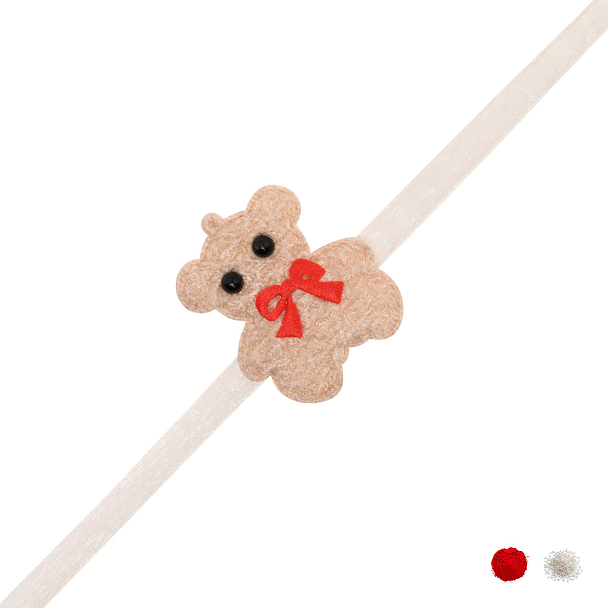 Teddy Bear Brown Rakhi with Roli Chawal & Rakshabhandan Card