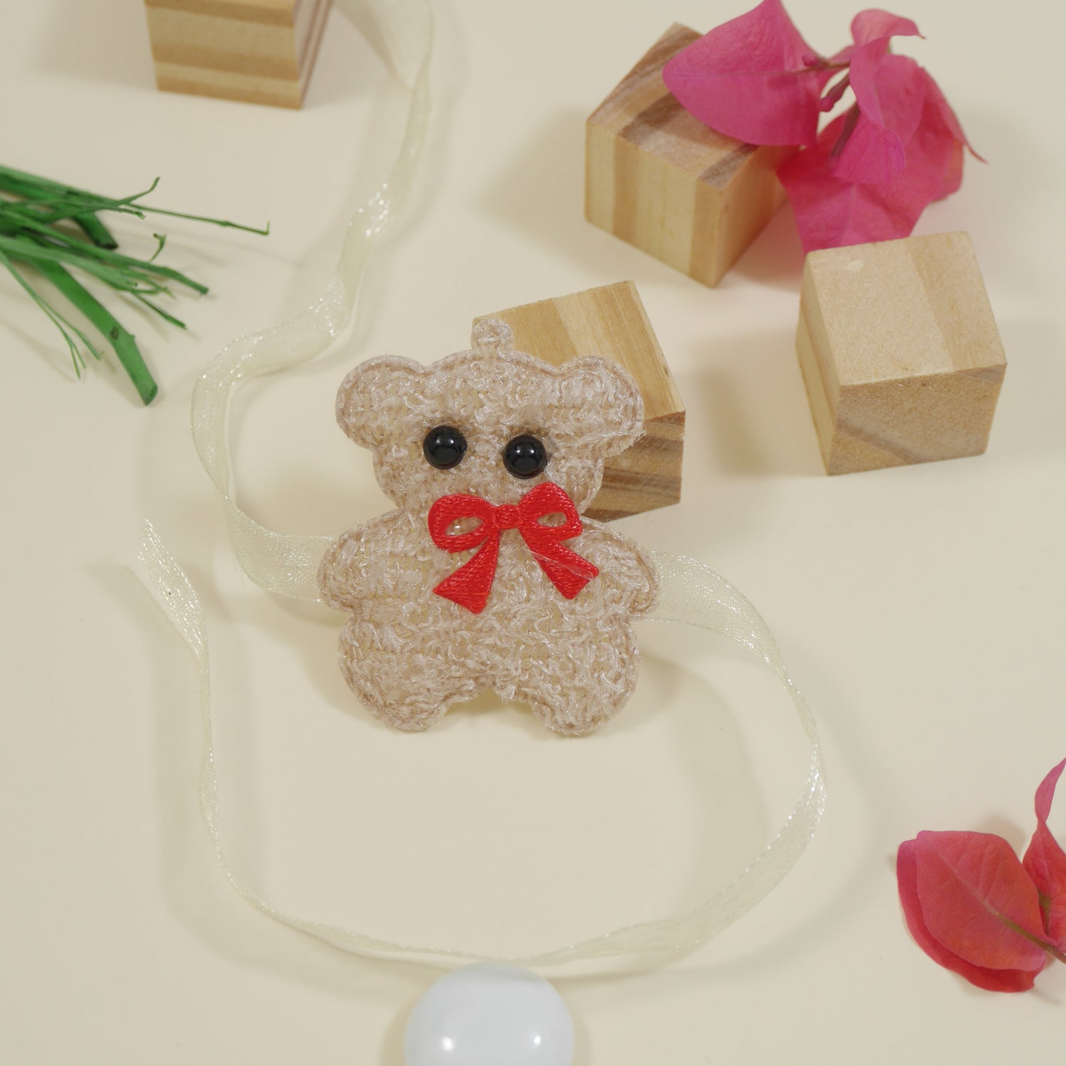 Teddy Bear Brown Rakhi with Roli Chawal & Rakshabhandan Card