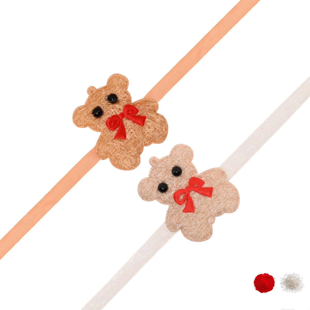 Cute Teddy Bear Rakhis for Kids with Roli Chawal & Rakshabhandan Card (Pack of 2)