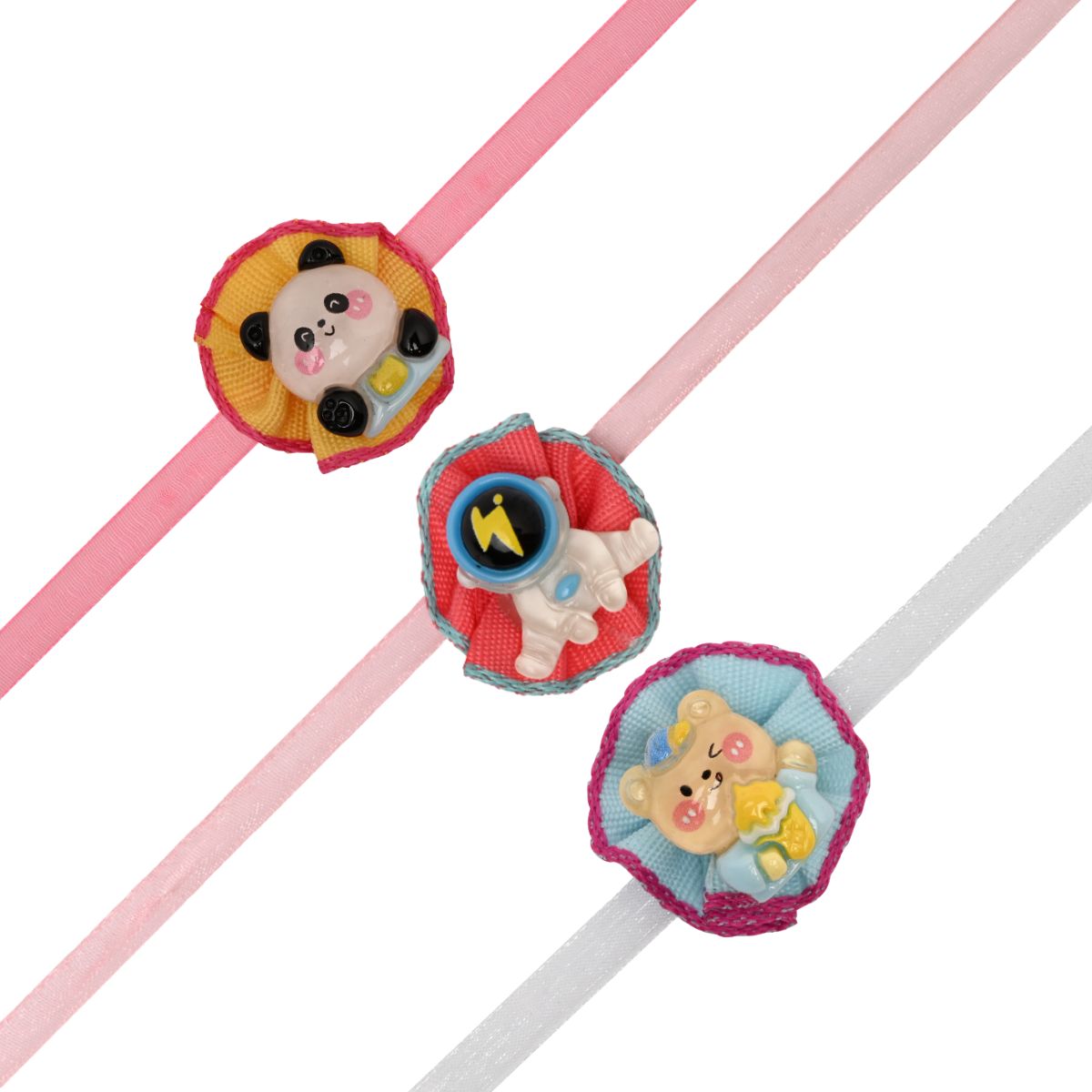 Panda & Astronaut Cat Rakhi with Roli Chawal & Rakshabhandan Card (Pack of 3)