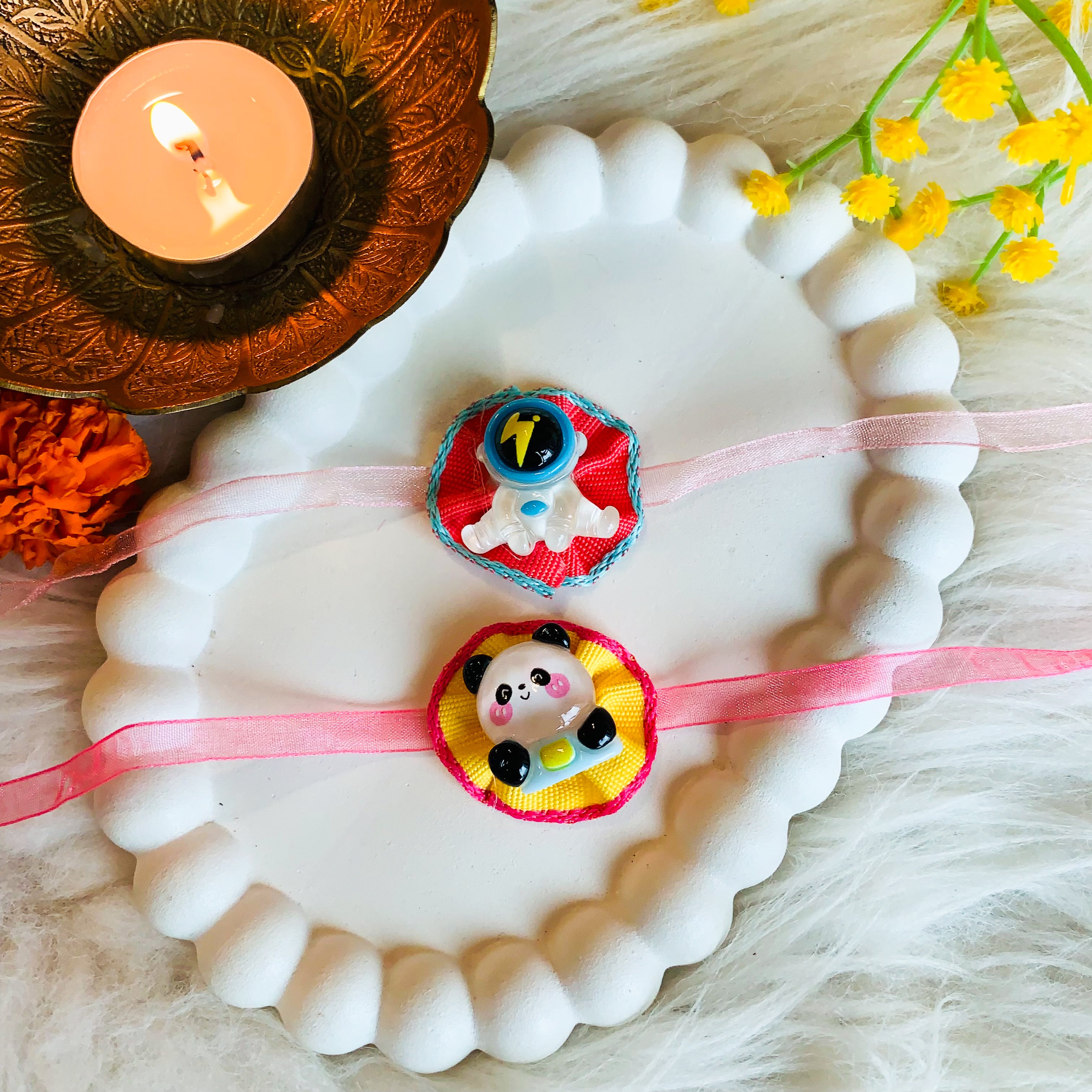 Panda & Astronaut Rakhiwith Roli Chawal & Rakshabhandan Card (Pack of 2)