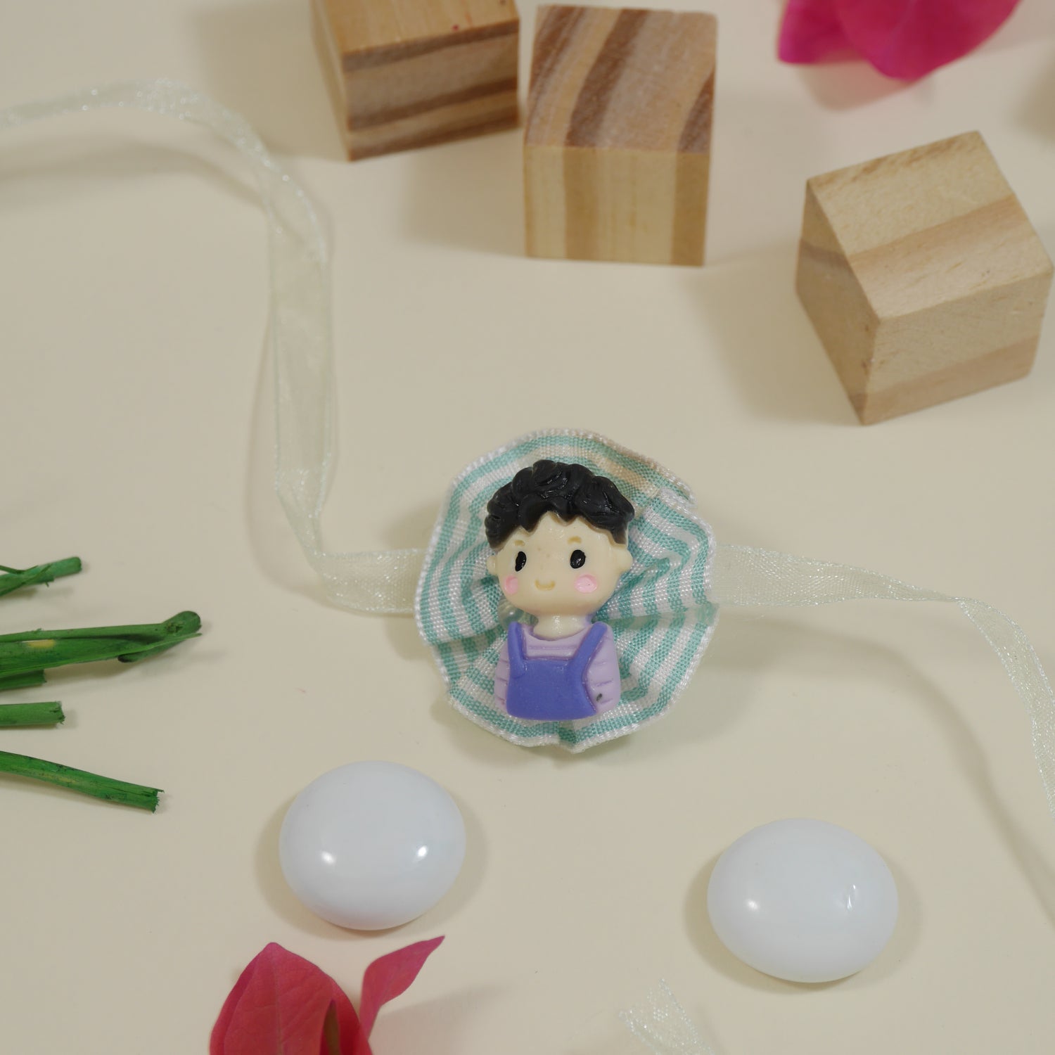 Cute Little Boy Rakhi With Roli Chawal & Rakshabandhan Card