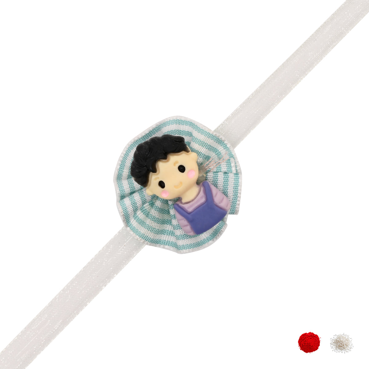 Cute Little Boy Rakhi With Roli Chawal & Rakshabandhan Card