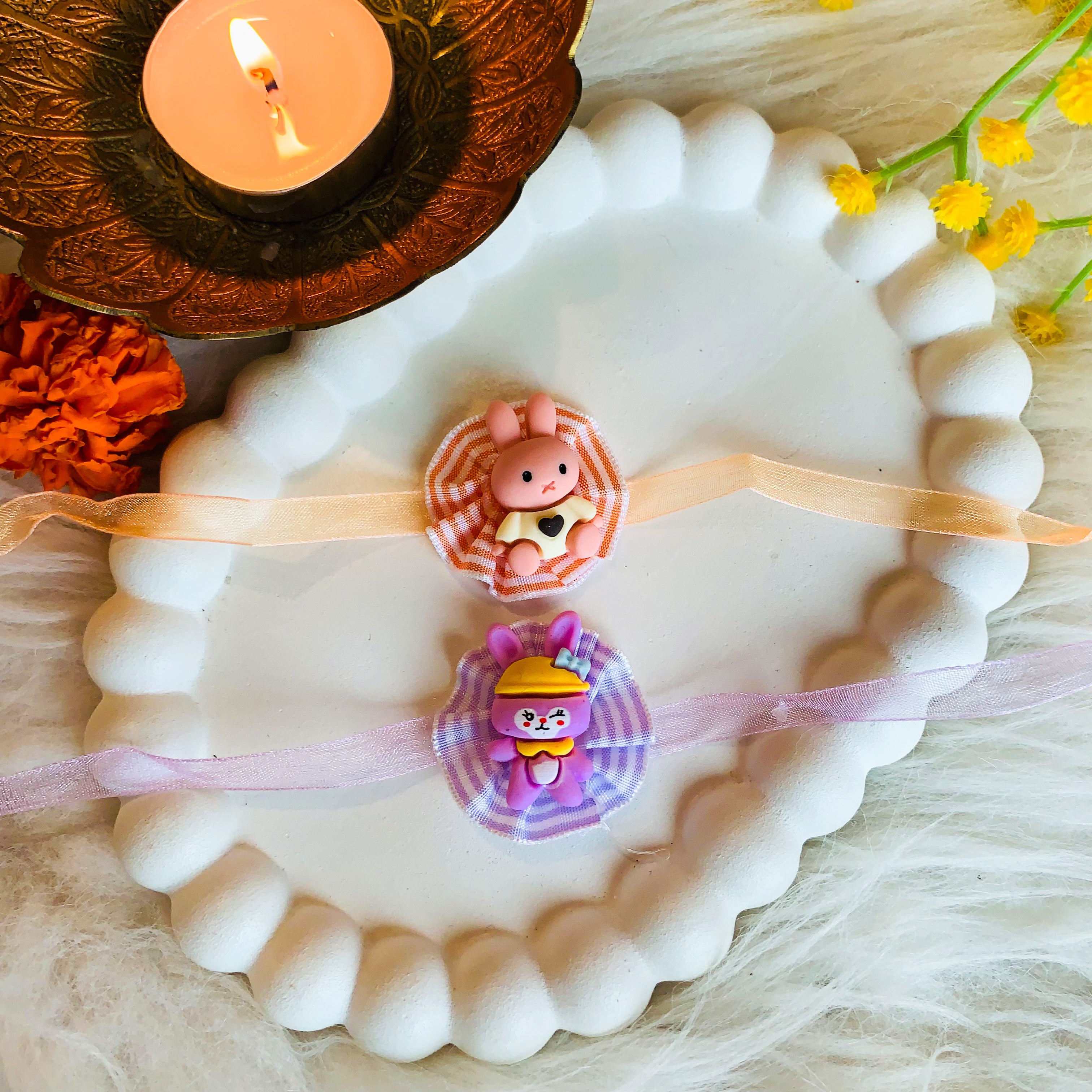 Cute Bunny Rakhi with Roli Chawal & Rakshabhandan Card (Pack of 2)