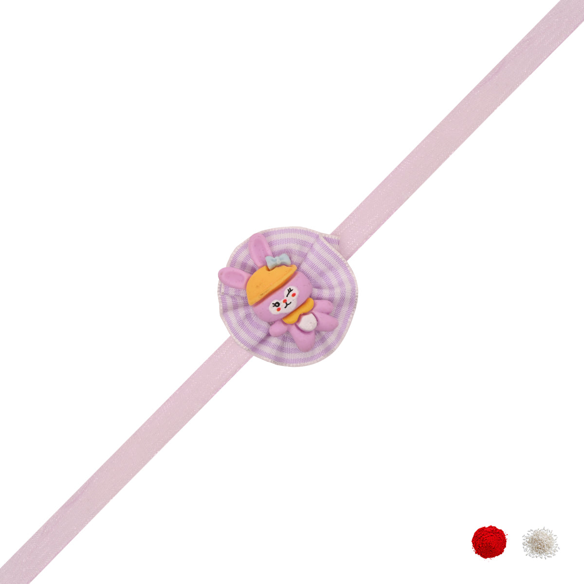 Organza Teddy Flower Rakhi with Roli Chawal & Rakshabhandan Card