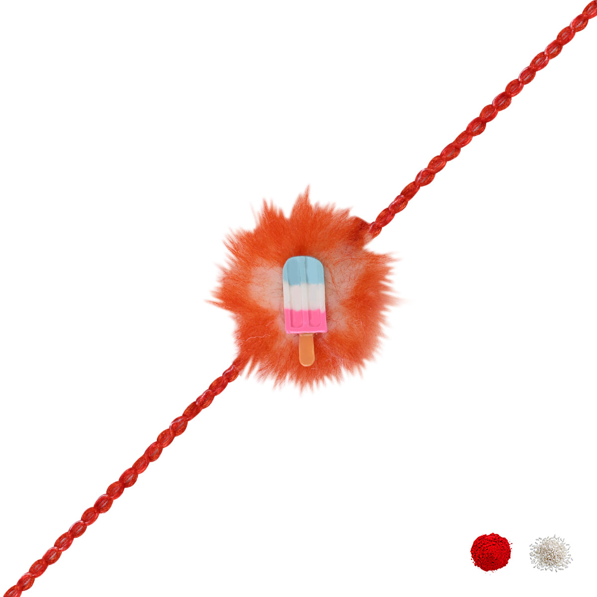 Furry Base Colorful Ice Candy with Roli Chawal & Rakshabandhan Card
