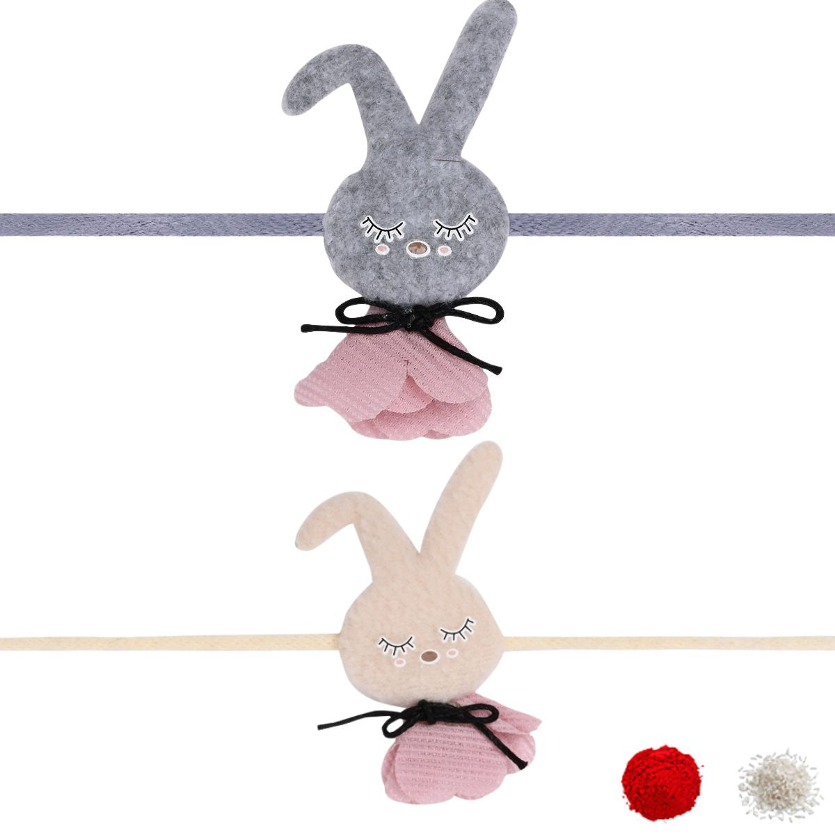 Soft Bunny Kids Rakhi with Roli Chawal & Rakshabhandan Card (Pack of 2)