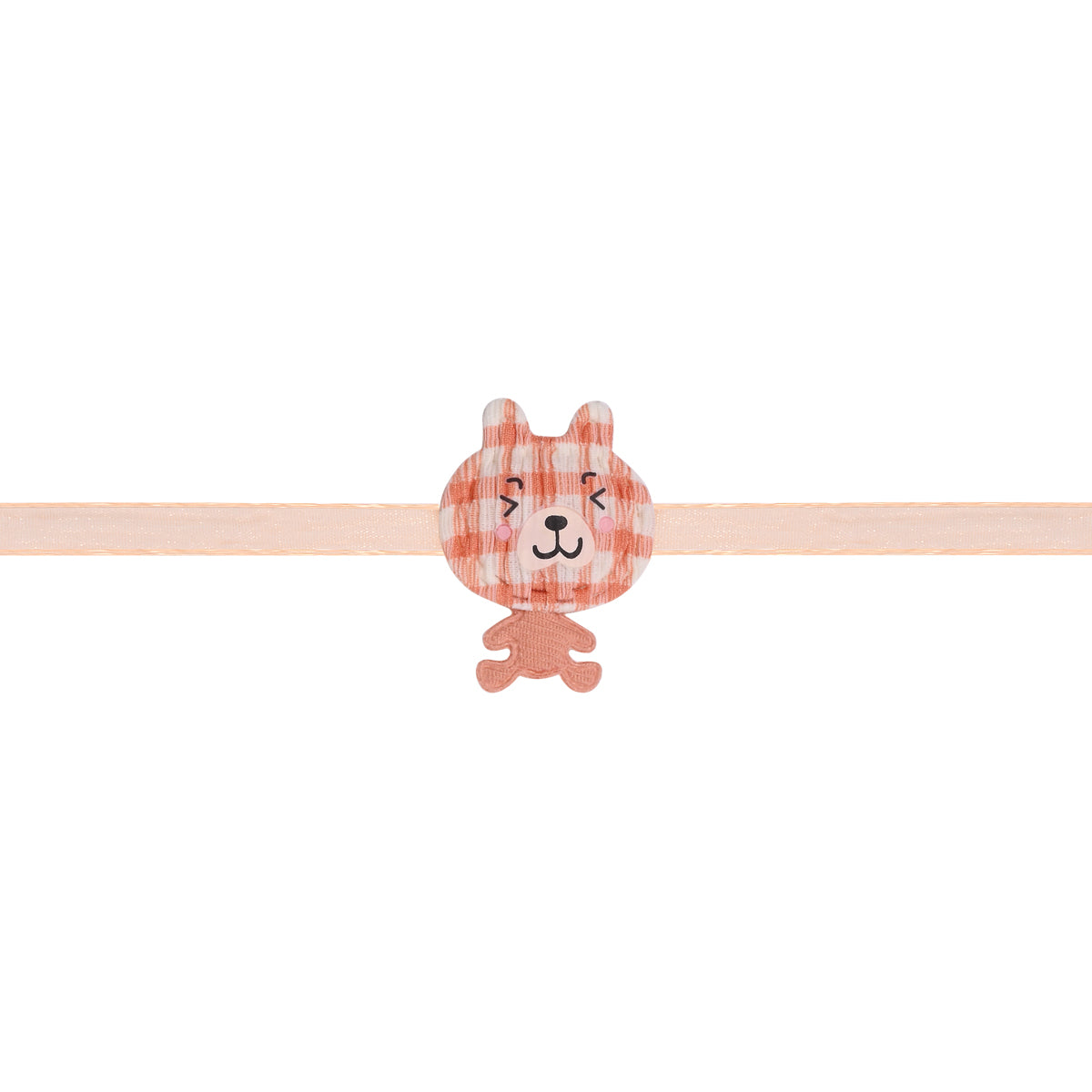 Soft Peach Teddy Bear Rakhi with Roli Chawal & Rakshabhandan Card