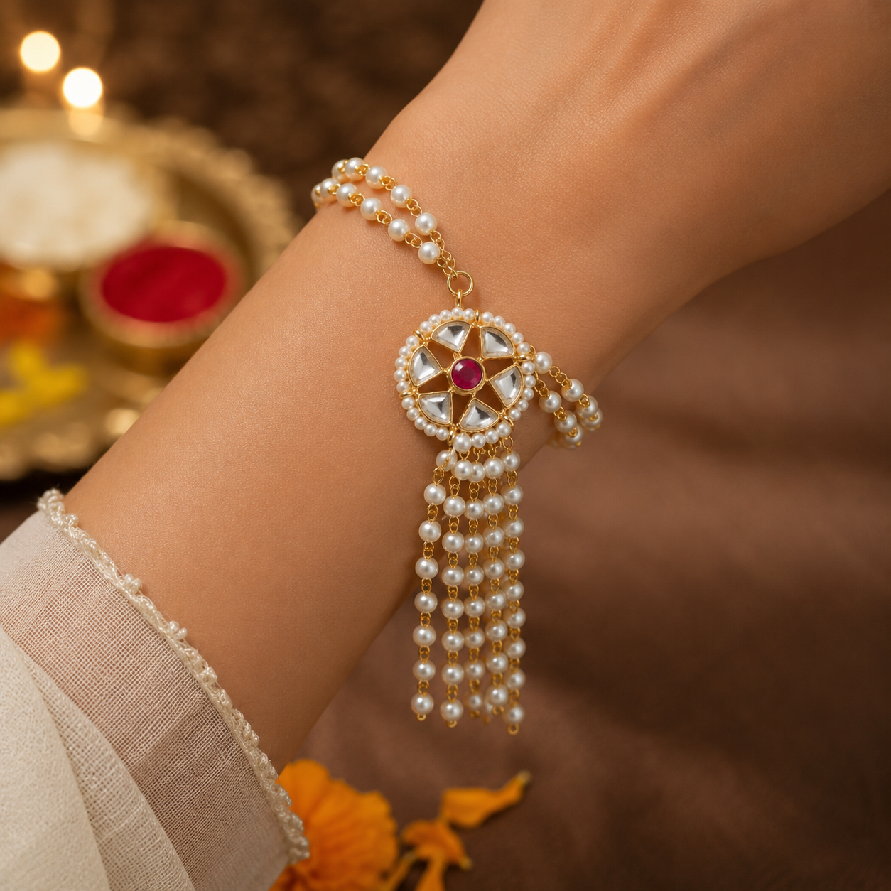 Pearl Beaded Hanging Bracelet