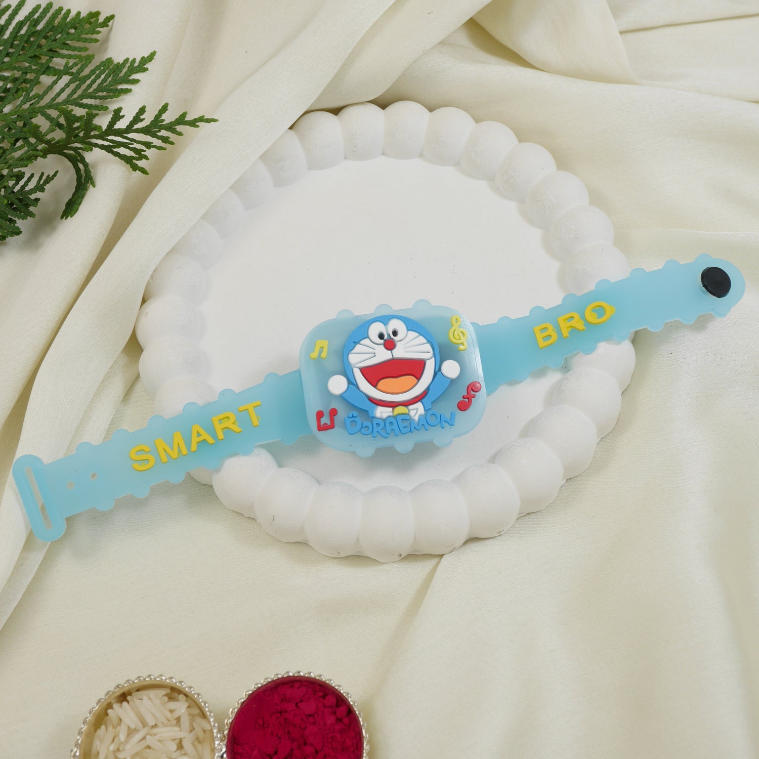 Cute Doreamon Band Rakhi With RoliChawal & Card