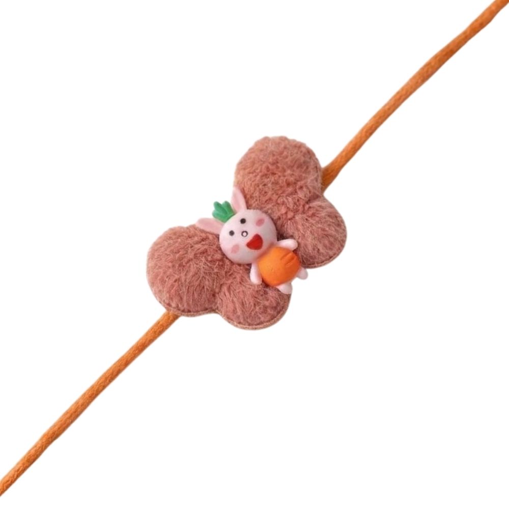 Cute Cartoon Bunny Rakhi with Roli Chawal & Rakshabandhan Card