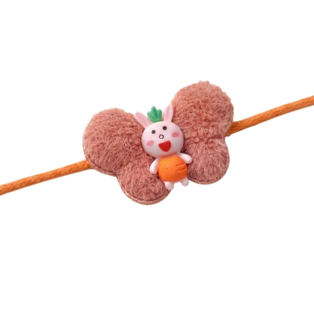 Cute Cartoon Bunny Rakhi with Roli Chawal & Rakshabandhan Card