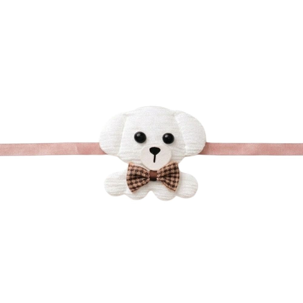 Cute Puppy Bow Tie Design Rakhi with Roli Chawal & Rakshabandhan Card