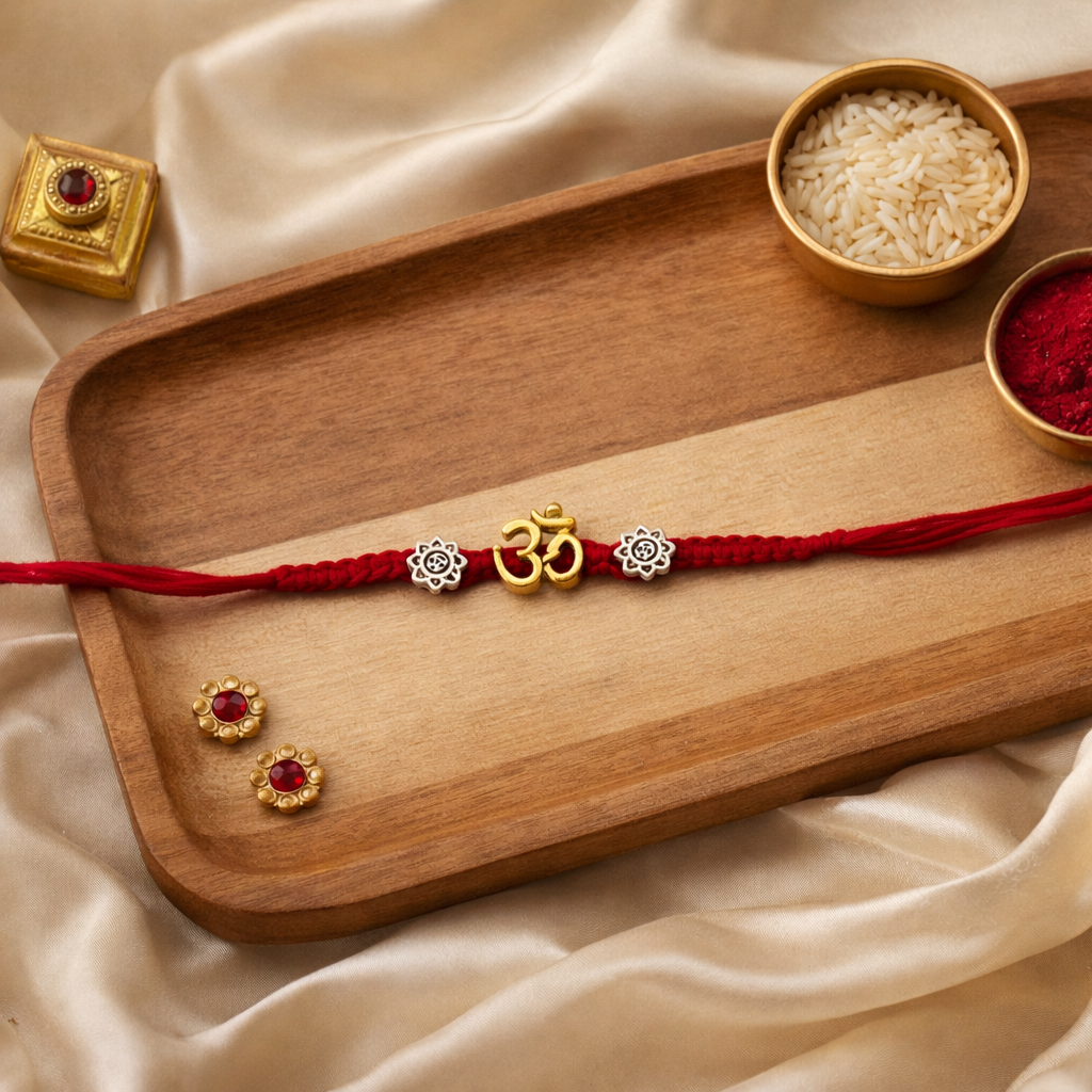 Om Rakhi with Roli Chawal & Rakshabandhan Card