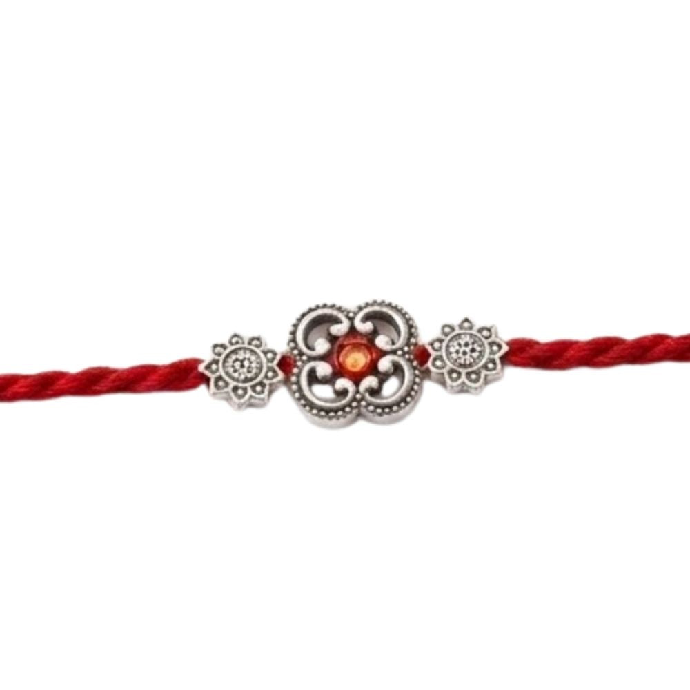 Floral Rakhi with Roli Chawal & Rakshabandhan Card