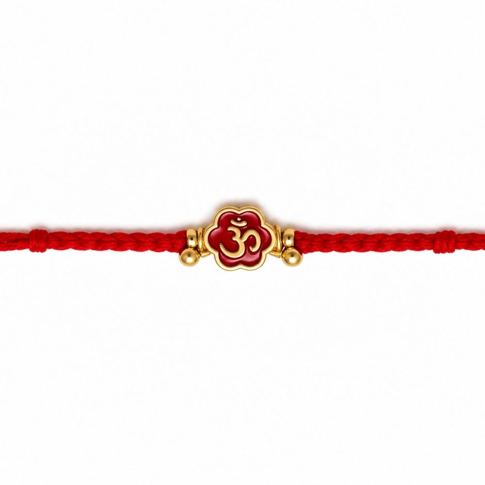Enamel Om Rakhi with Roli Chawal & Rakshabandhan Card