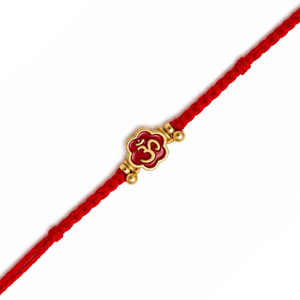 Enamel Om Rakhi with Roli Chawal & Rakshabandhan Card