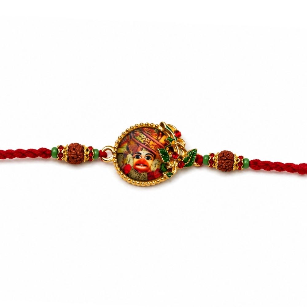 Traditional Khatu Shyam Ji Rakhi with Roli Chawal & Rakshabandhan Card