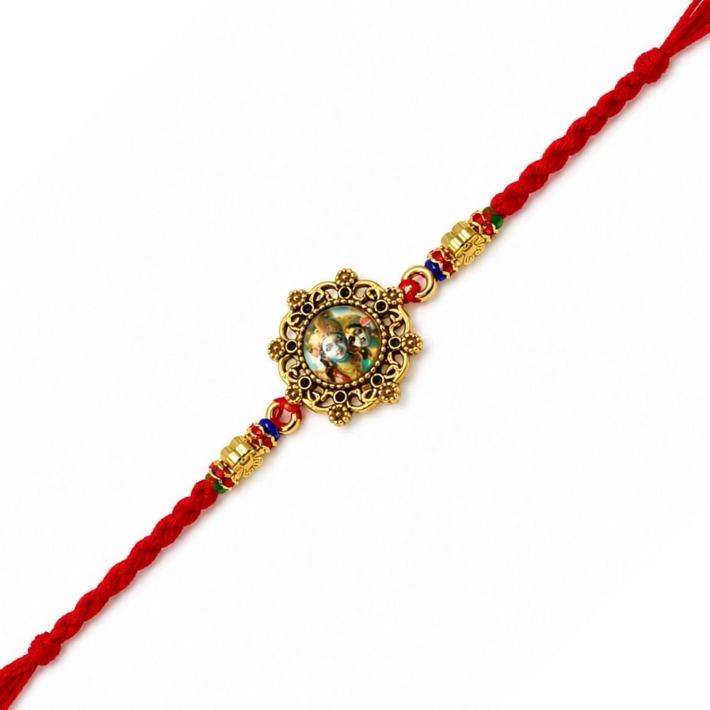 Radha Krishna with Roli Chawal & Rakshabandhan Card