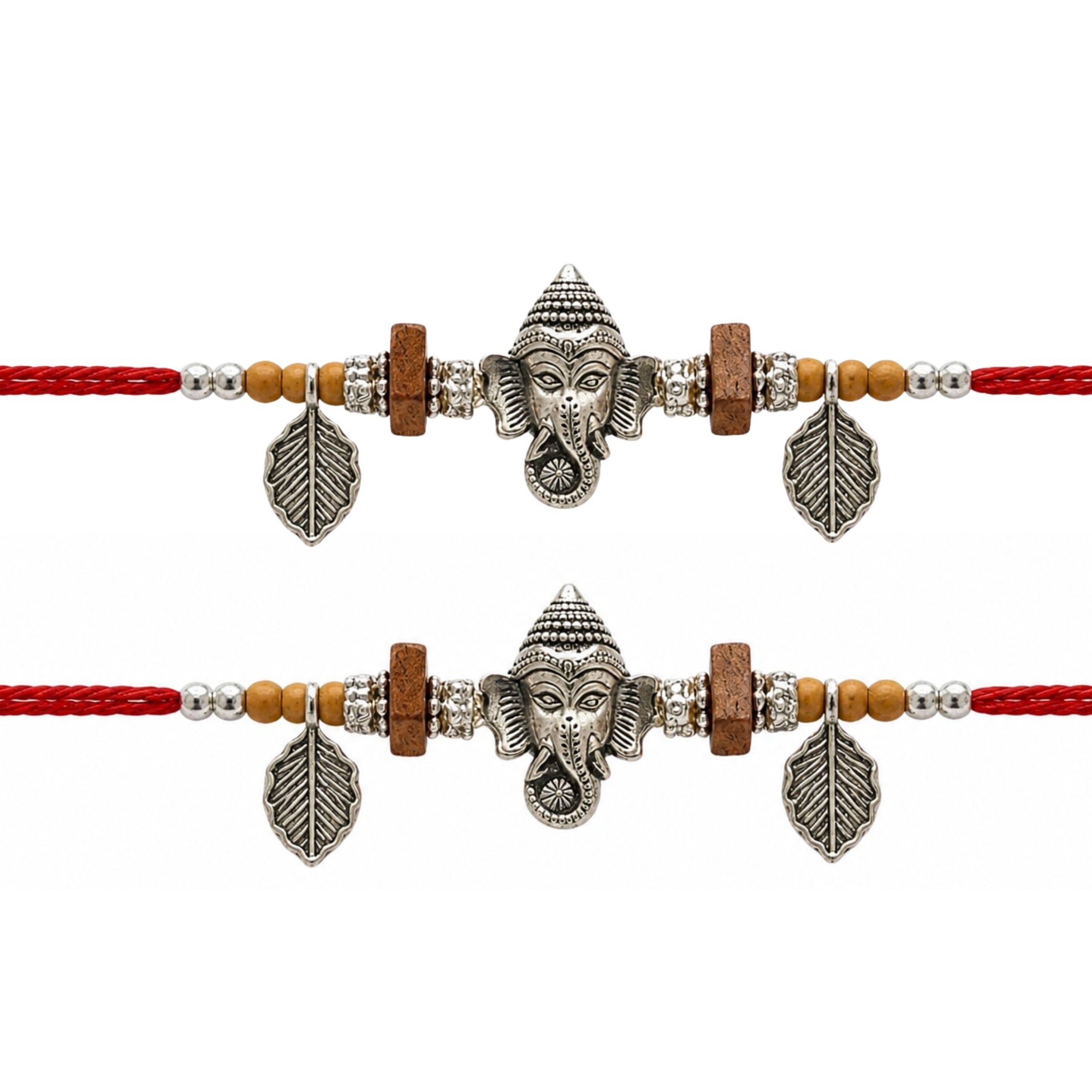 Shree Ganesha Rakhi with Roli Chawal & Rakshabandhan Card (Pack of 2)