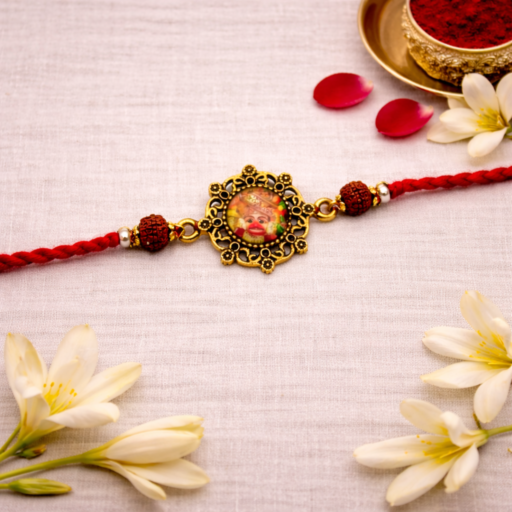 Khatu Shyam Ji Rakhi with Roli Chawal & Rakshabandhan Card