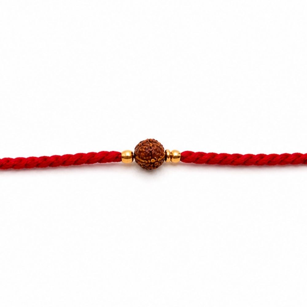 Minimalist Rudraksha Rakhi with Roli Chawal & Rakshabandhan Card