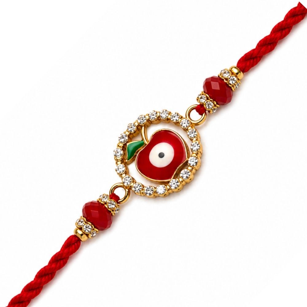 Evil Eye Apple Rakhi with Roli Chawal & Rakshabandhan Card