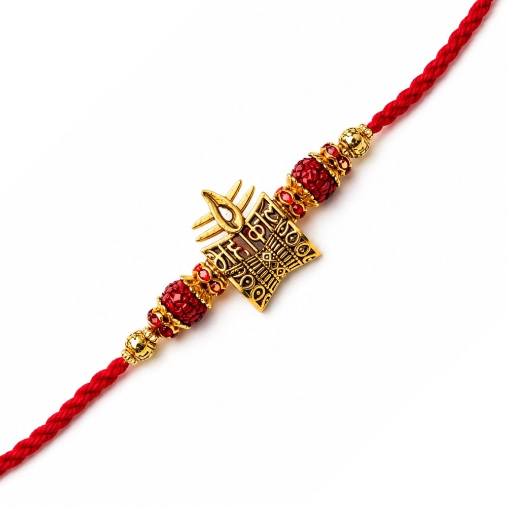Mahakal Damru Rakhi with Roli Chawal & Rakshabandhan Card