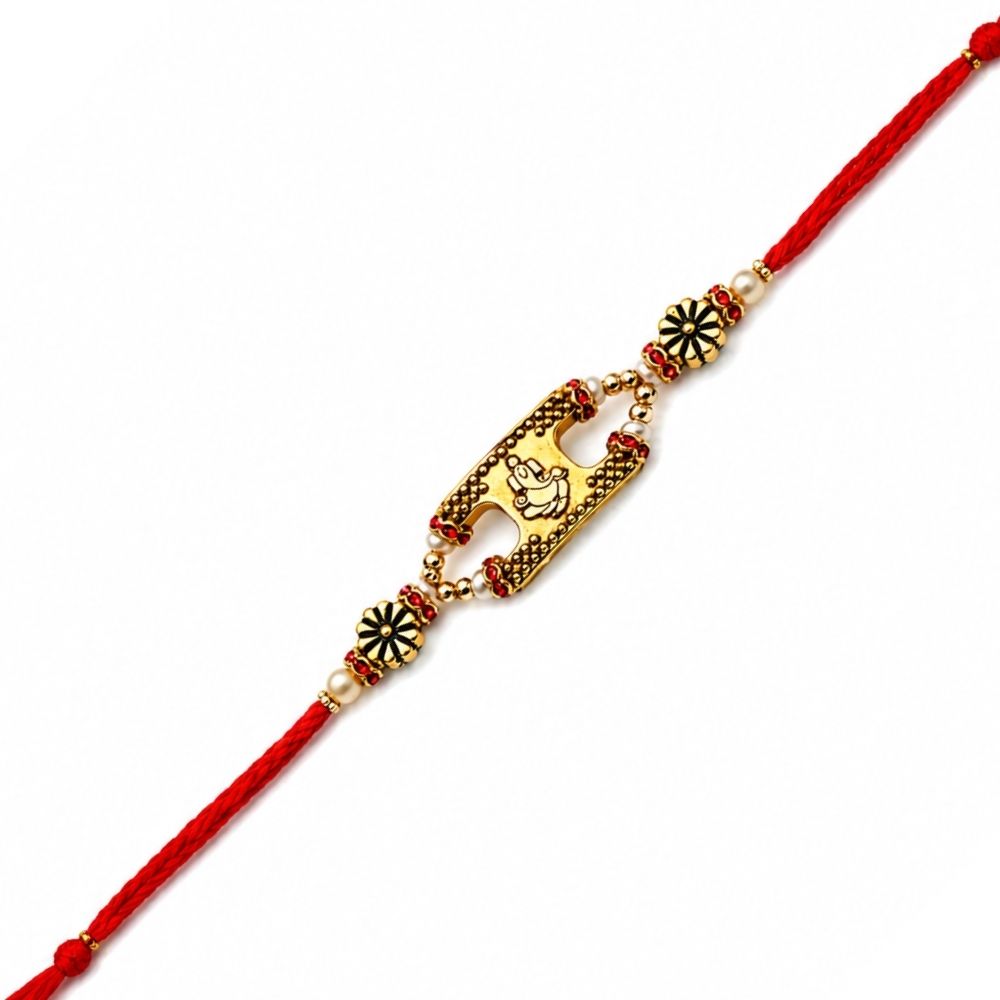 Shree Ganpati Rakhi with Roli Chawal & Rakshabandhan Card