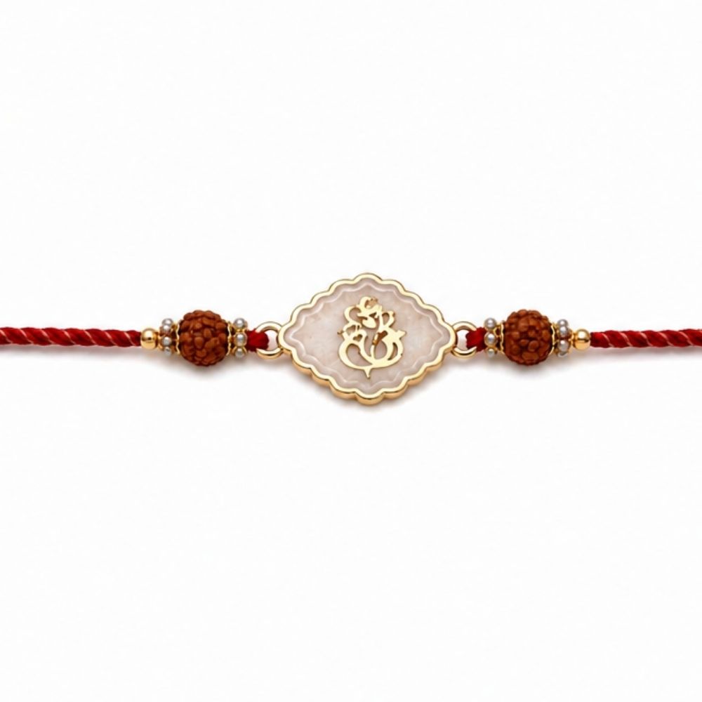 Ganpati Rakhi with Roli Chawal & Rakshabandhan Card