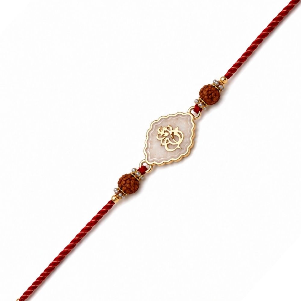 Ganpati Rakhi with Roli Chawal & Rakshabandhan Card