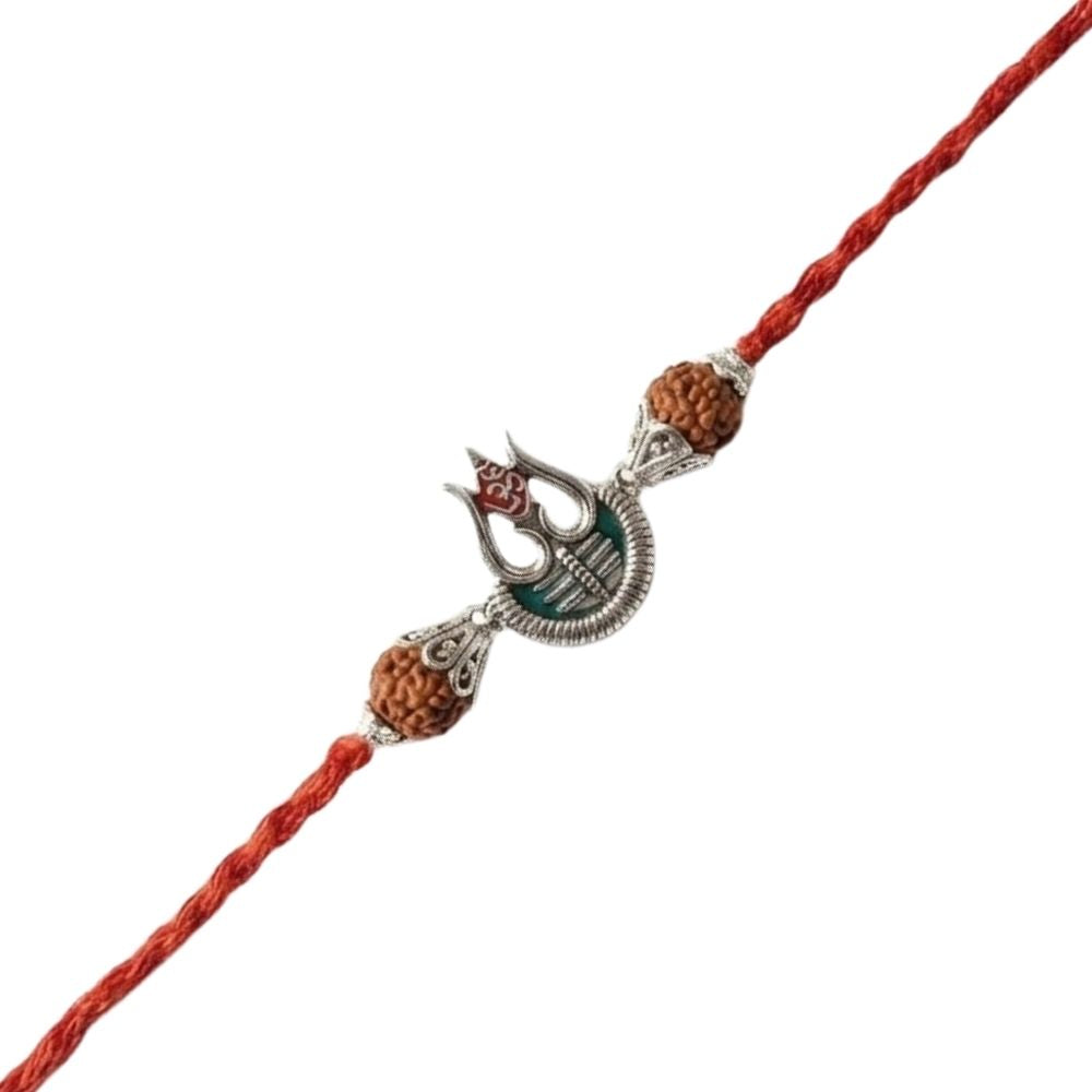 Mahadev Trishul Rakhi with Roli Chawal & Rakshabandhan Card