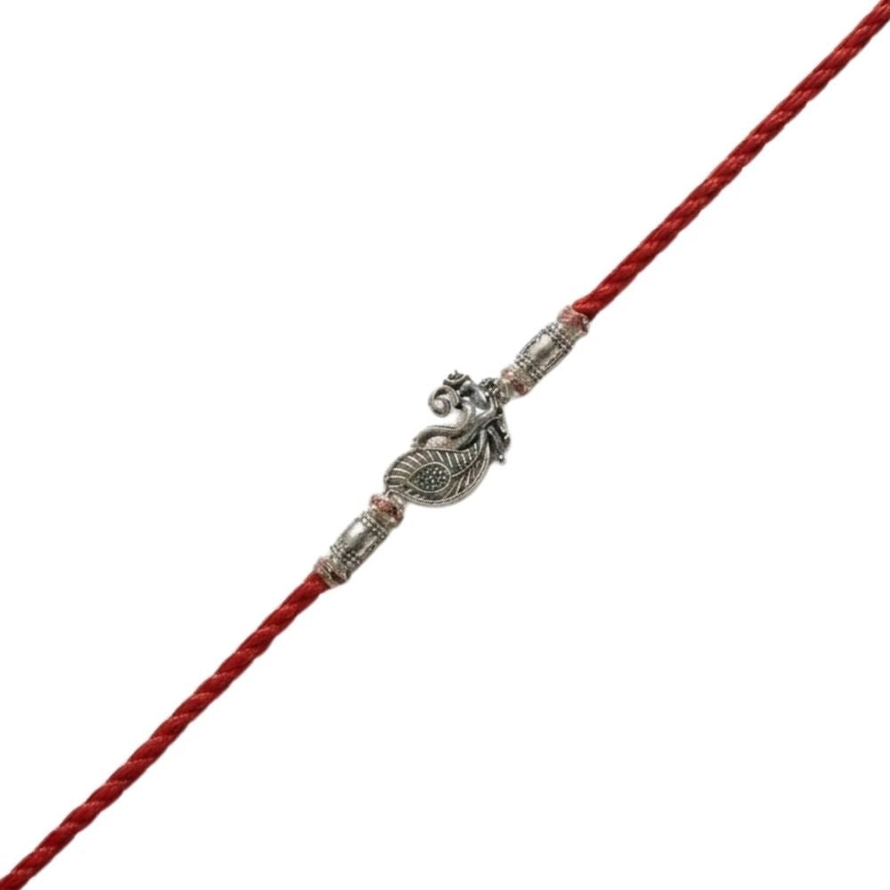 Ethnic Peacock Rakhi with Roli Chawal & Rakshabandhan Card
