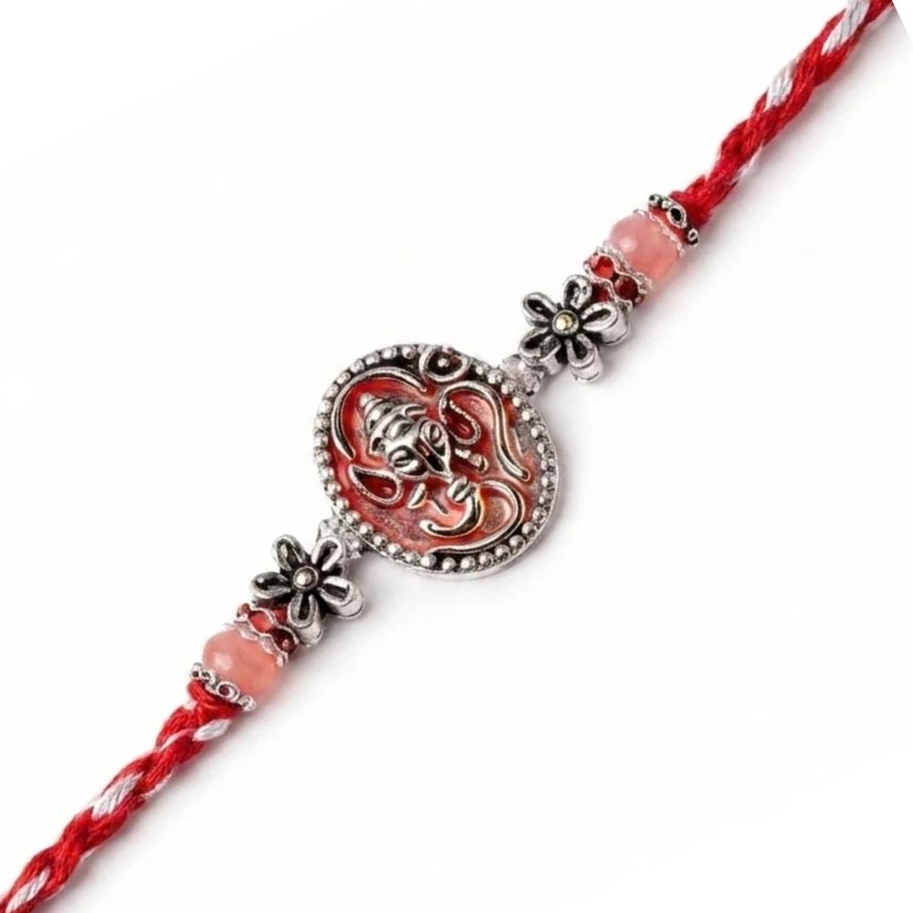 Ganpati Bappa Rakhi with Roli Chawal & Rakshabandhan Card