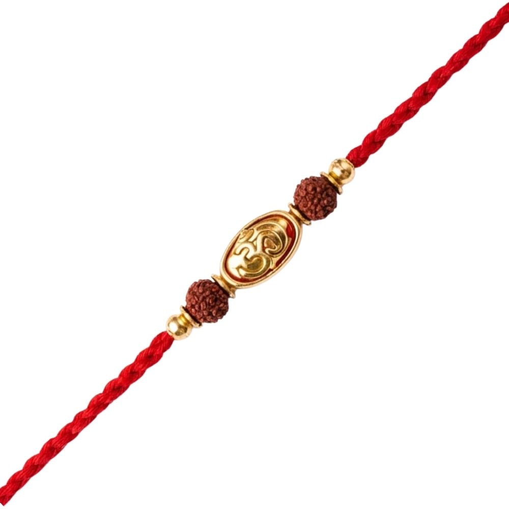Om Rudraksh Rakhi with Roli Chawal & Rakshabandhan Card