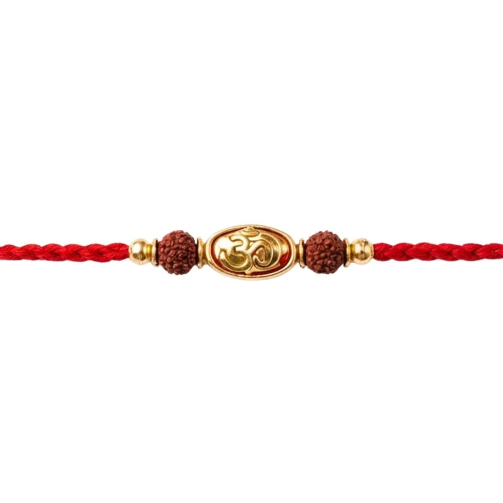 Om Rudraksh Rakhi with Roli Chawal & Rakshabandhan Card