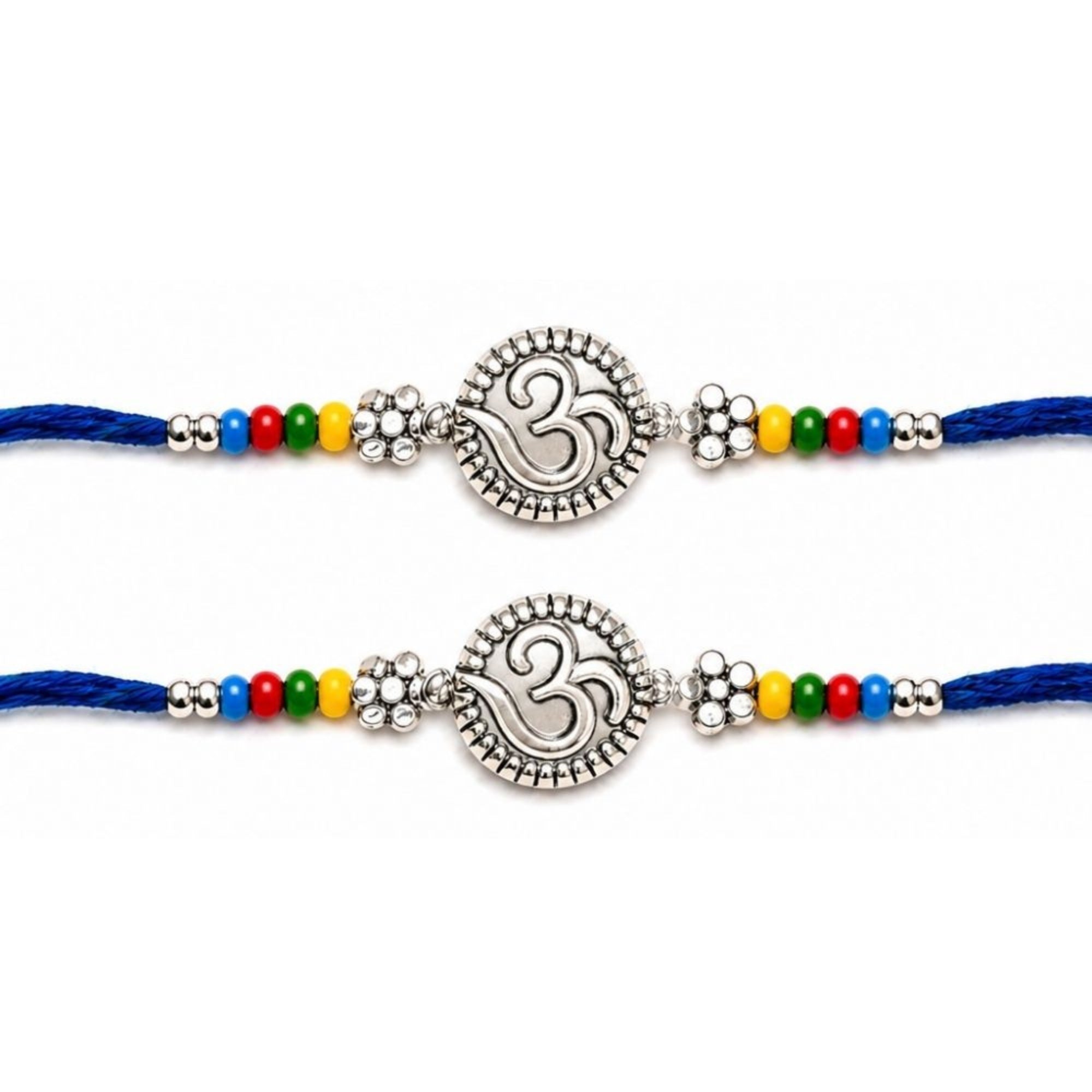 Om Religious Thread Rakhi with Roli Chawal & Rakshabandhan Card