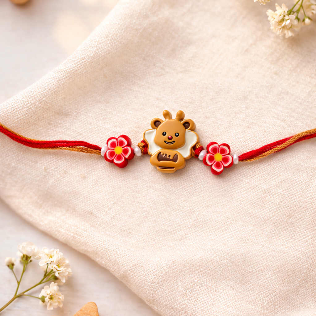 Cartoon Bear with Roli Chawal & Rakshabandhan Card