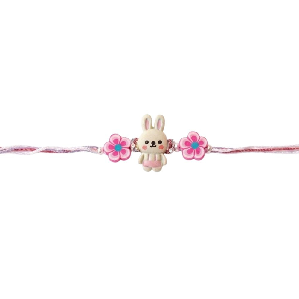 Cute Bunny Rakhi with Roli Chawal & Rakshabandhan Card