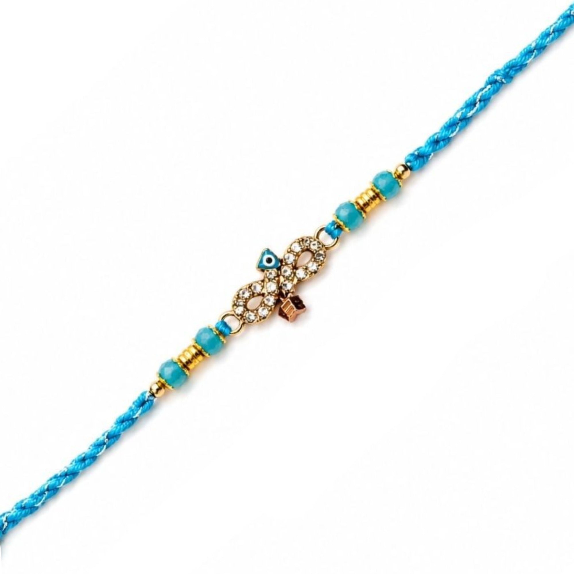 Evil Eye Infinity Rakhi with Roli Chawal & Rakshabandhan Card