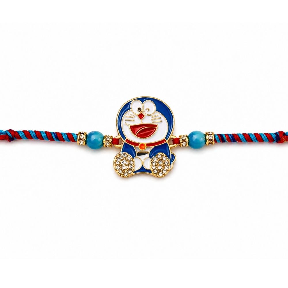 Doraemon Rakhi with Roli Chawal & Rakshabandhan Card