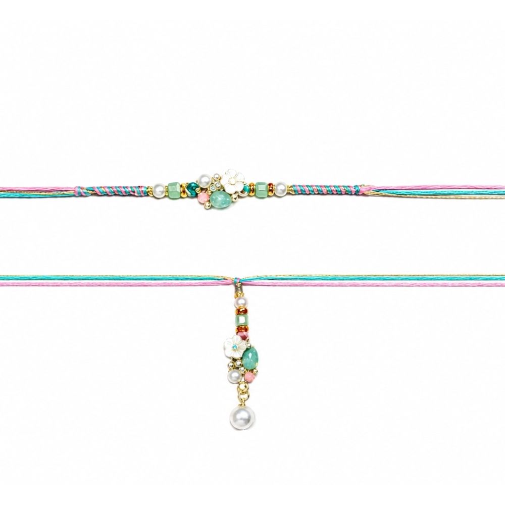 Bhaiya-Bhabhi Lumba Rakhi with Roli Chawal & Rakshabandhan Card