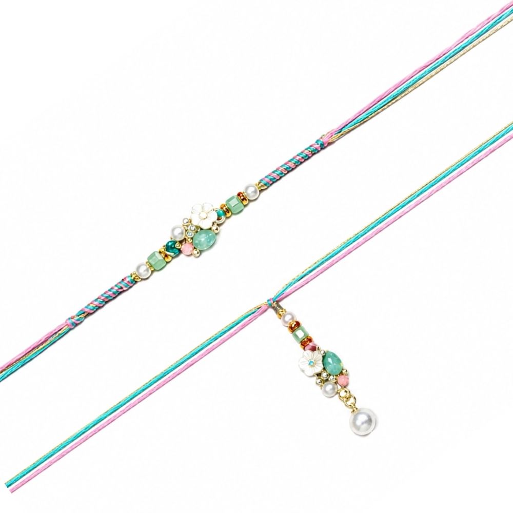 Bhaiya-Bhabhi Lumba Rakhi with Roli Chawal & Rakshabandhan Card