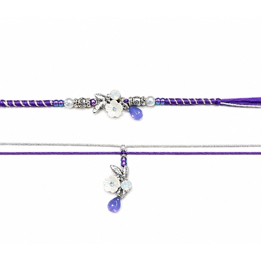Floral Charm Bhaiya Bhabhi Rakhi with Roli Chawal & Raksha Bandhan Greeting Card