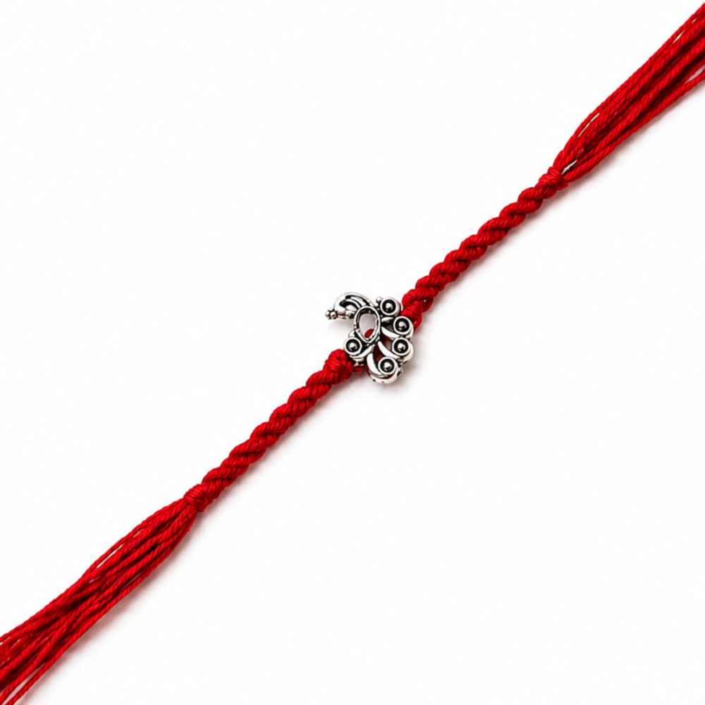 Mor Design Rakhi with Roli Chawal & Rakshabandhan Card