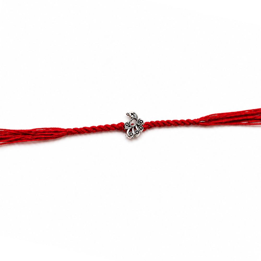 Mor Design Rakhi with Roli Chawal & Rakshabandhan Card