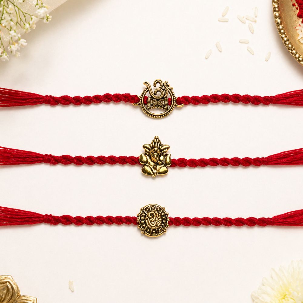 Spiritual Rakhi with Roli Chawal & Rakshabandhan Card